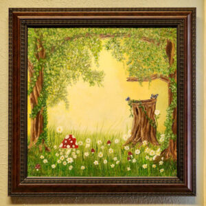 Framed acrylic of fairytale garden